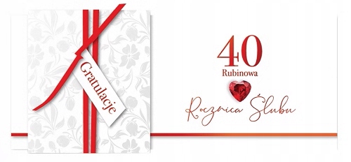 

40 Rocznica ślubu Rubinowa Kartka Premium KP62