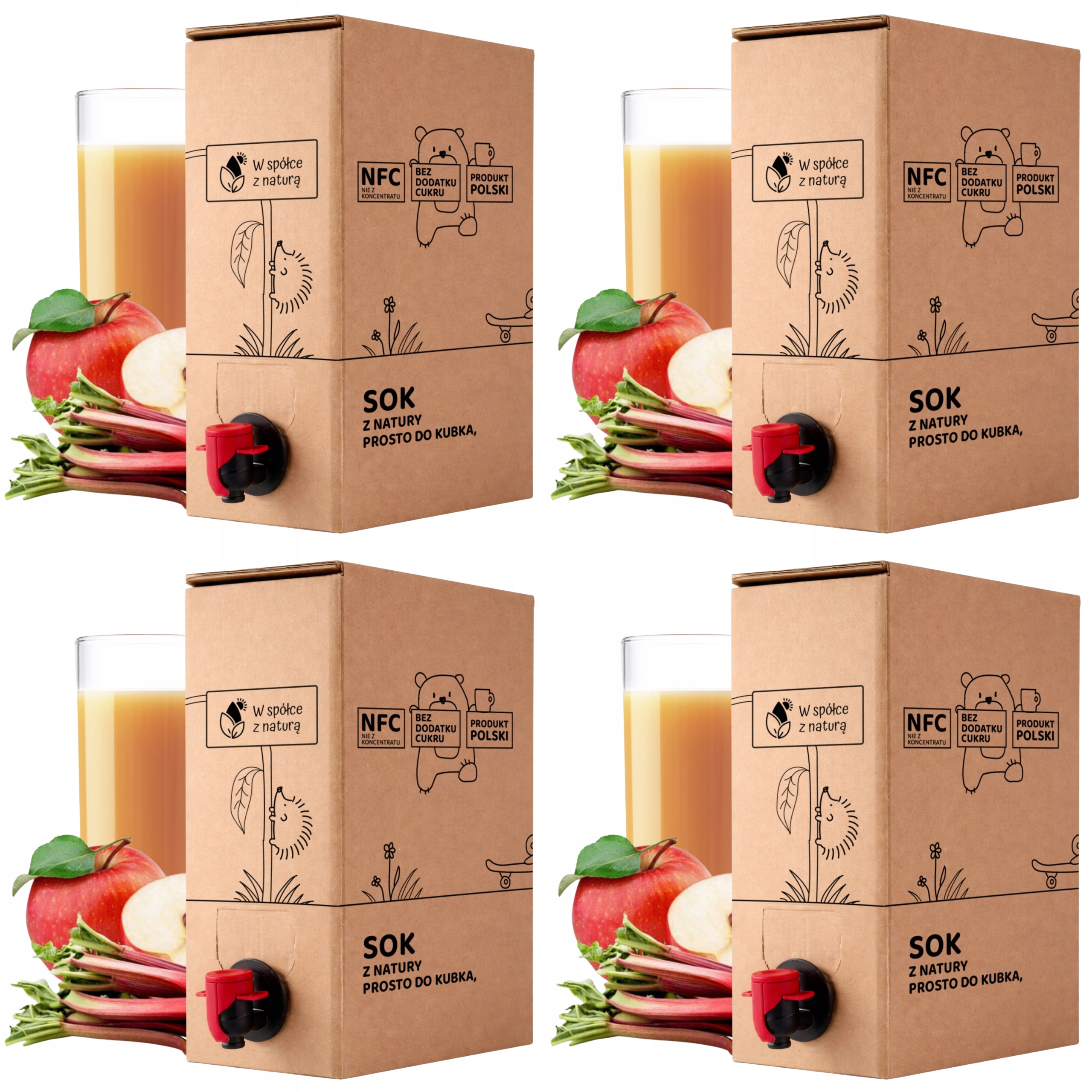 Sok z Jabłek i Rabarbaru 5l 100% Nfc Sok Jabłko-Rabarbar zestaw