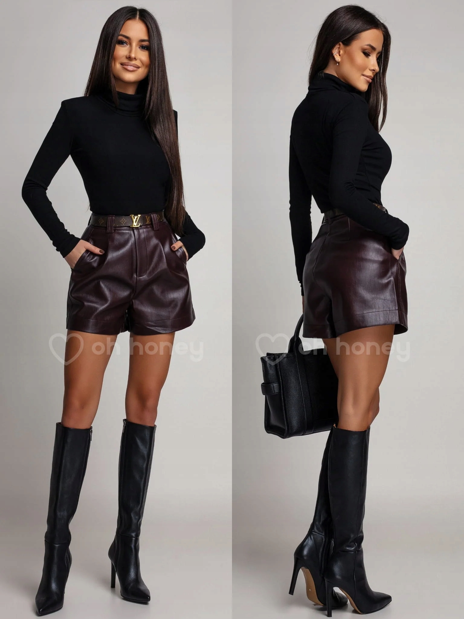 Kraťasy z eko kůže Bordové Herma S