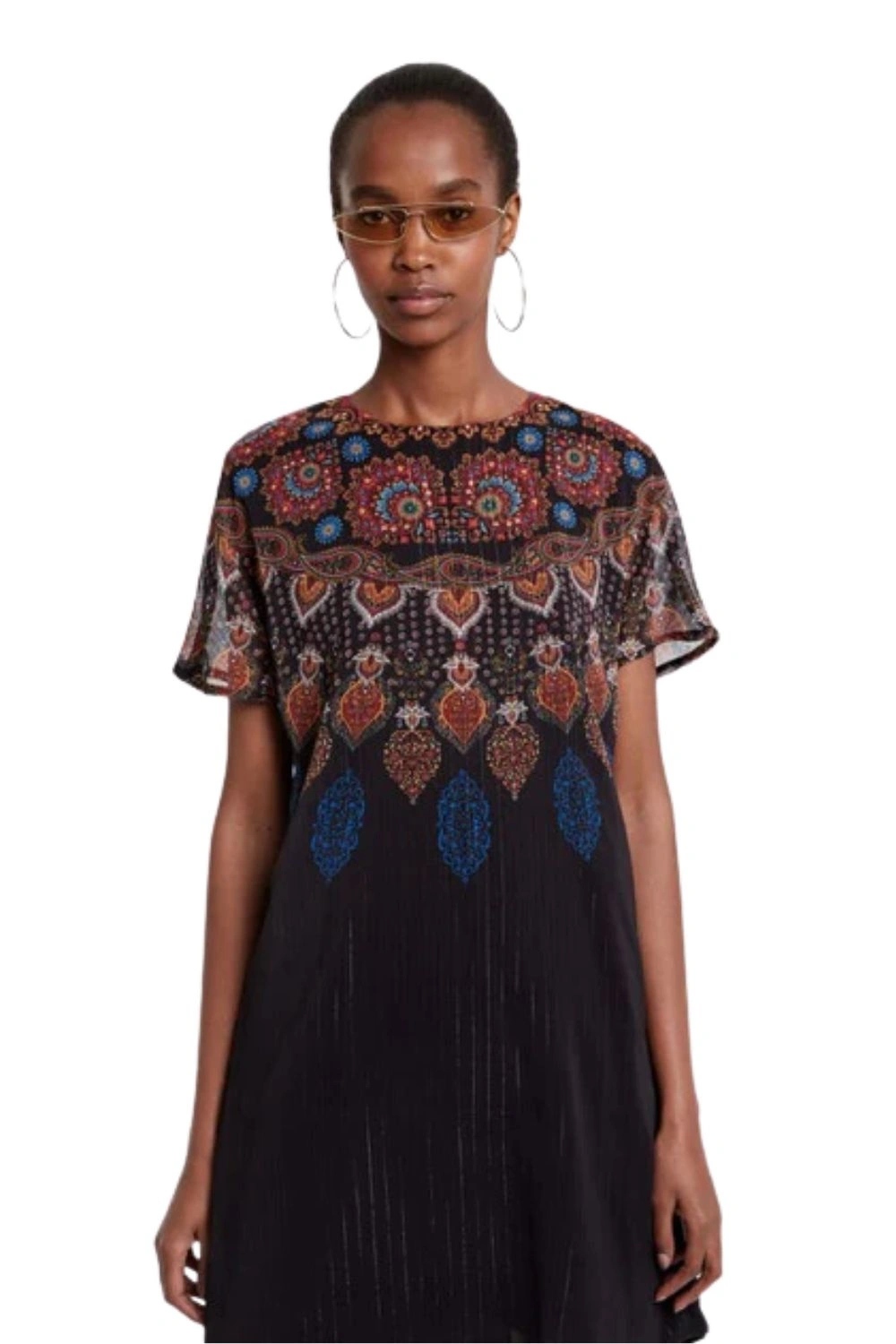 Šaty Desigual dámská elegantní černá s potiskem art boho vel. 36