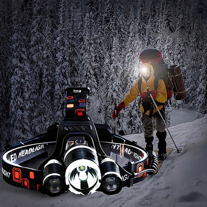 MOCNA LATARKA CZOŁOWA LED 3XLED SURVIVALOWA CREE AKUMULATOROWA TAKTYCZNA Model TURYSTYCZNA 3XLED PRO OUTDOOR SURVIWAL CZOŁÓWKA