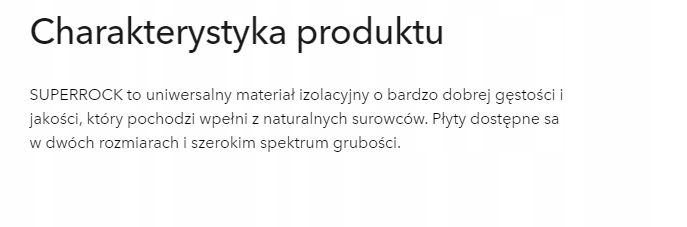 WEŁNA SKALNA SUPERROCK 20 CM Grubość 200 mm