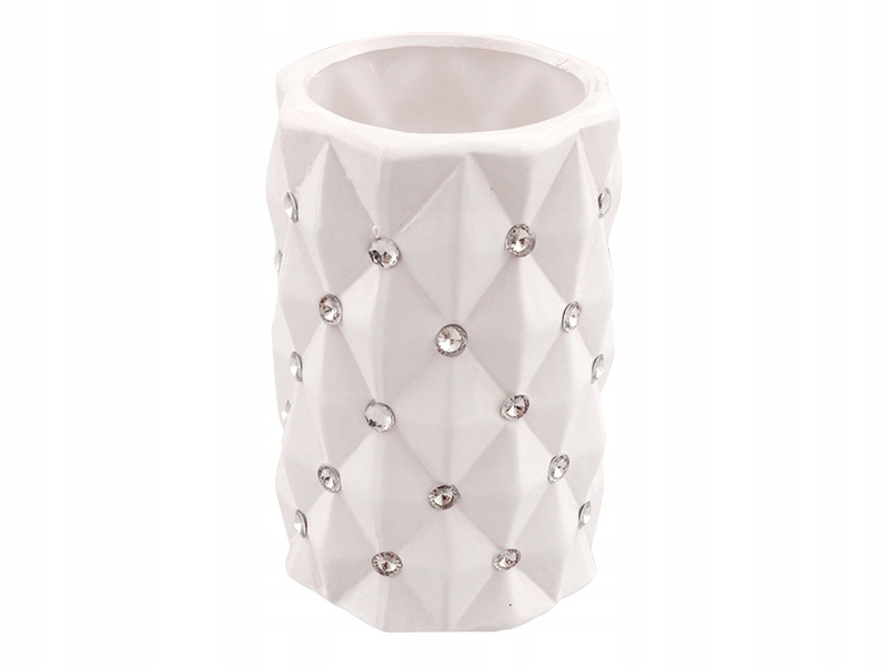 

Wazon ceramiczny glamour kryształki cyrkonie Biały
