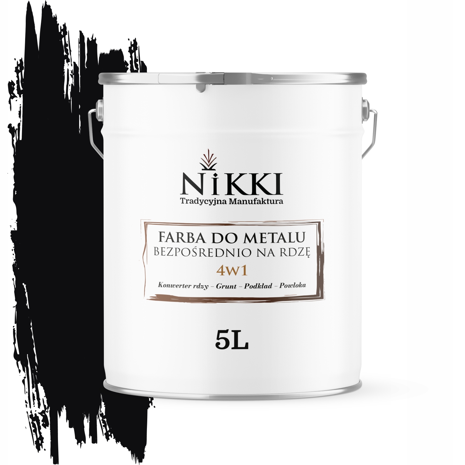 Farba Na Kov Priamo Na Hrdzu Pozinkovaná 4v1 Farba Čierna Ral 9005 Lesk 5L