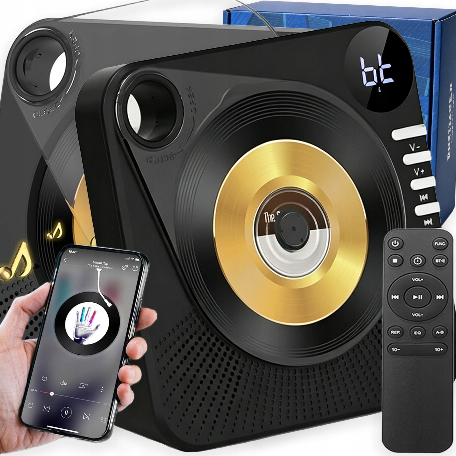 Odtwarzacz CD Bluetooth 5.1, radio FM, podwójny głośnik