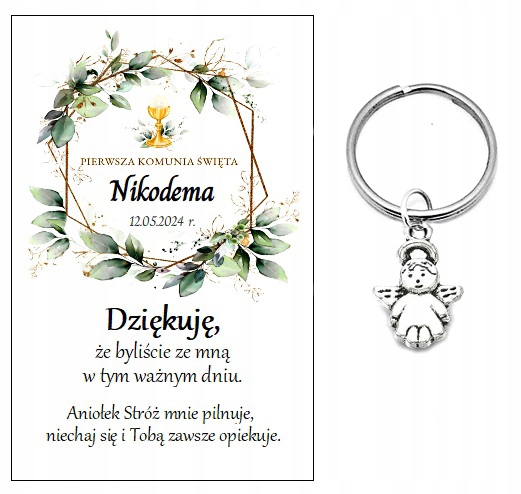 Podziękowania dla gości breloczek ANIOŁEK NR 64 KOMUNIA PAMIĄTKA PREZENT