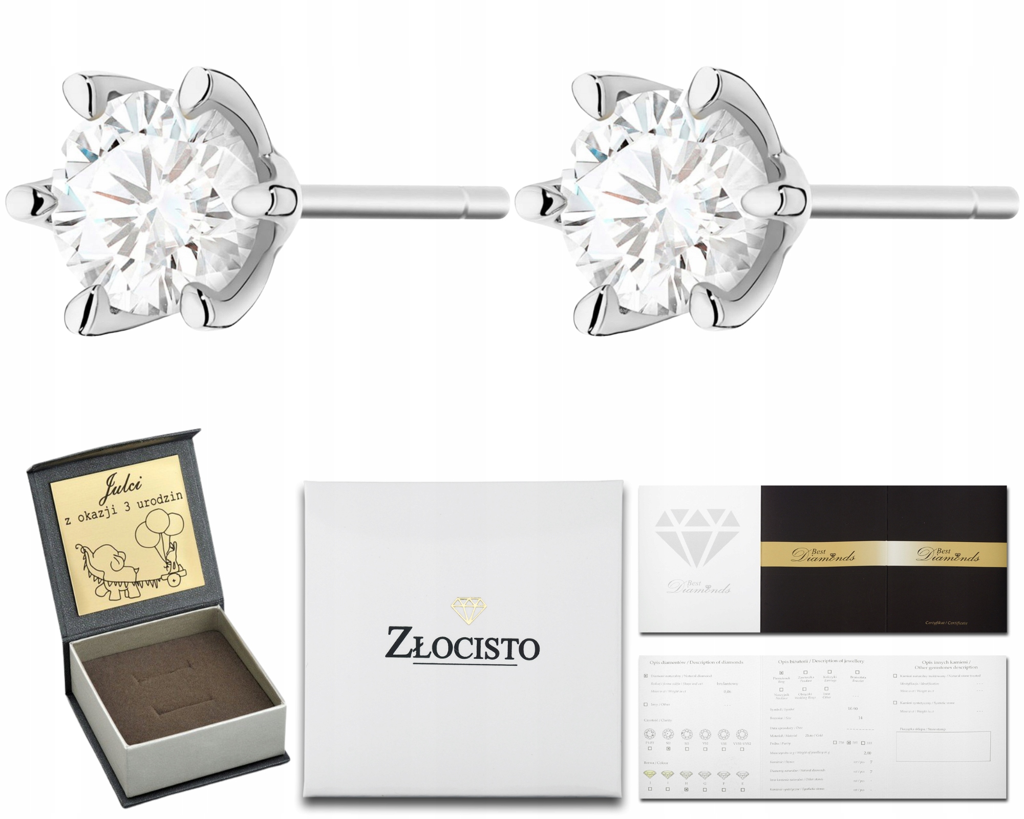 Velké Náušnice Bílé Zlato S Brilianty 2,00 Ct Tyčinky