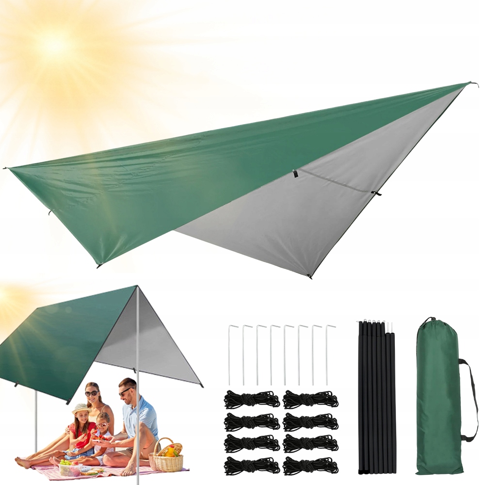 Tarp Plachta Voděodolná 3X3 M Slunečník Zelená