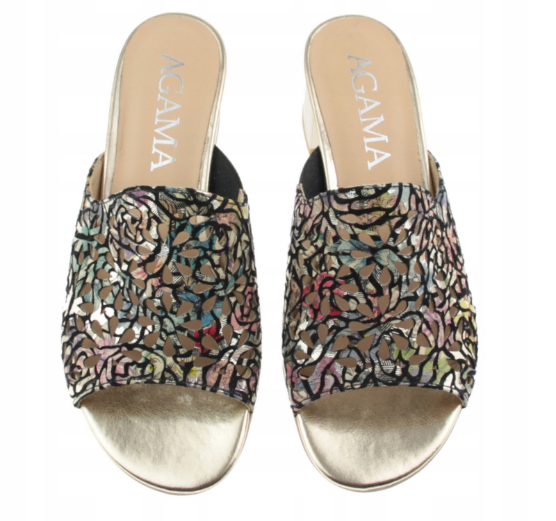 KLAPKI AGAMA 2020 AŻUROWE SKÓRA CZARNE R. 37 Rozmiar 37