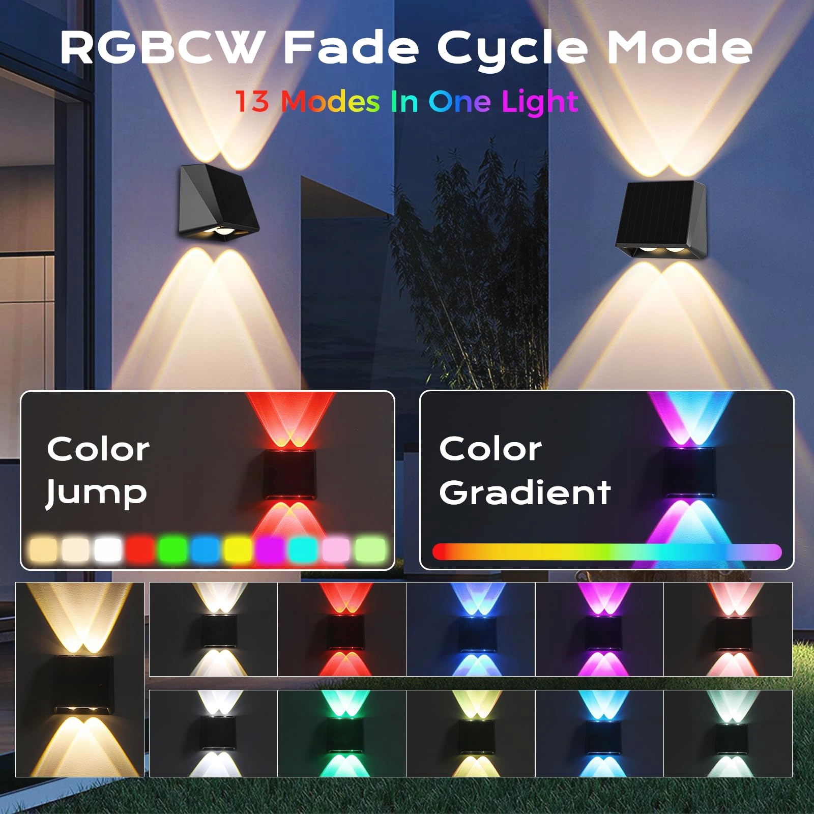 Lampa Solarna Ścienna Zewnętrzna LED IP65 Na Balkon Taras 4 Szt QUNTIS — miniatura 6