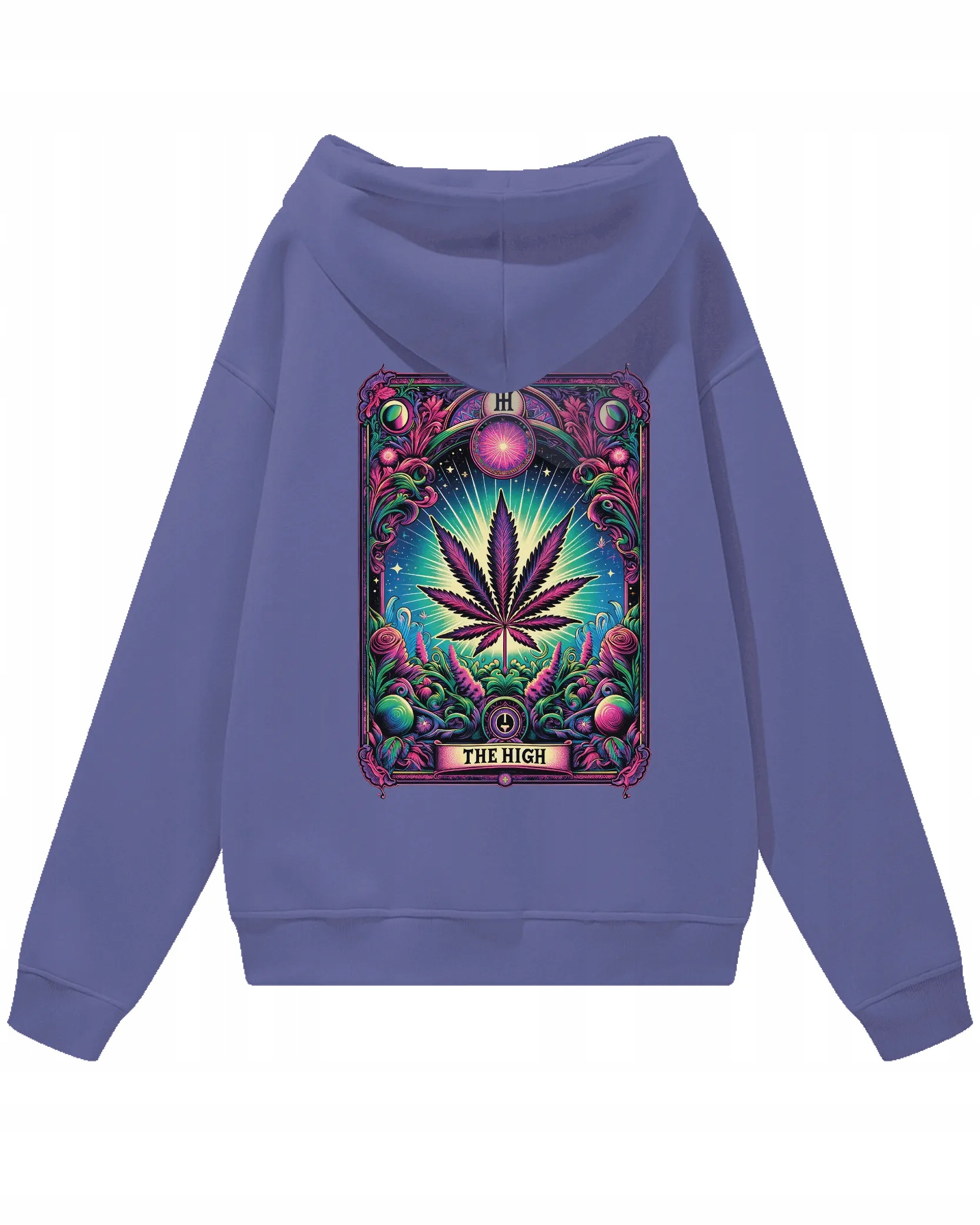 Oversize mikina s kapucí List marihuany The High 420 Fialová S