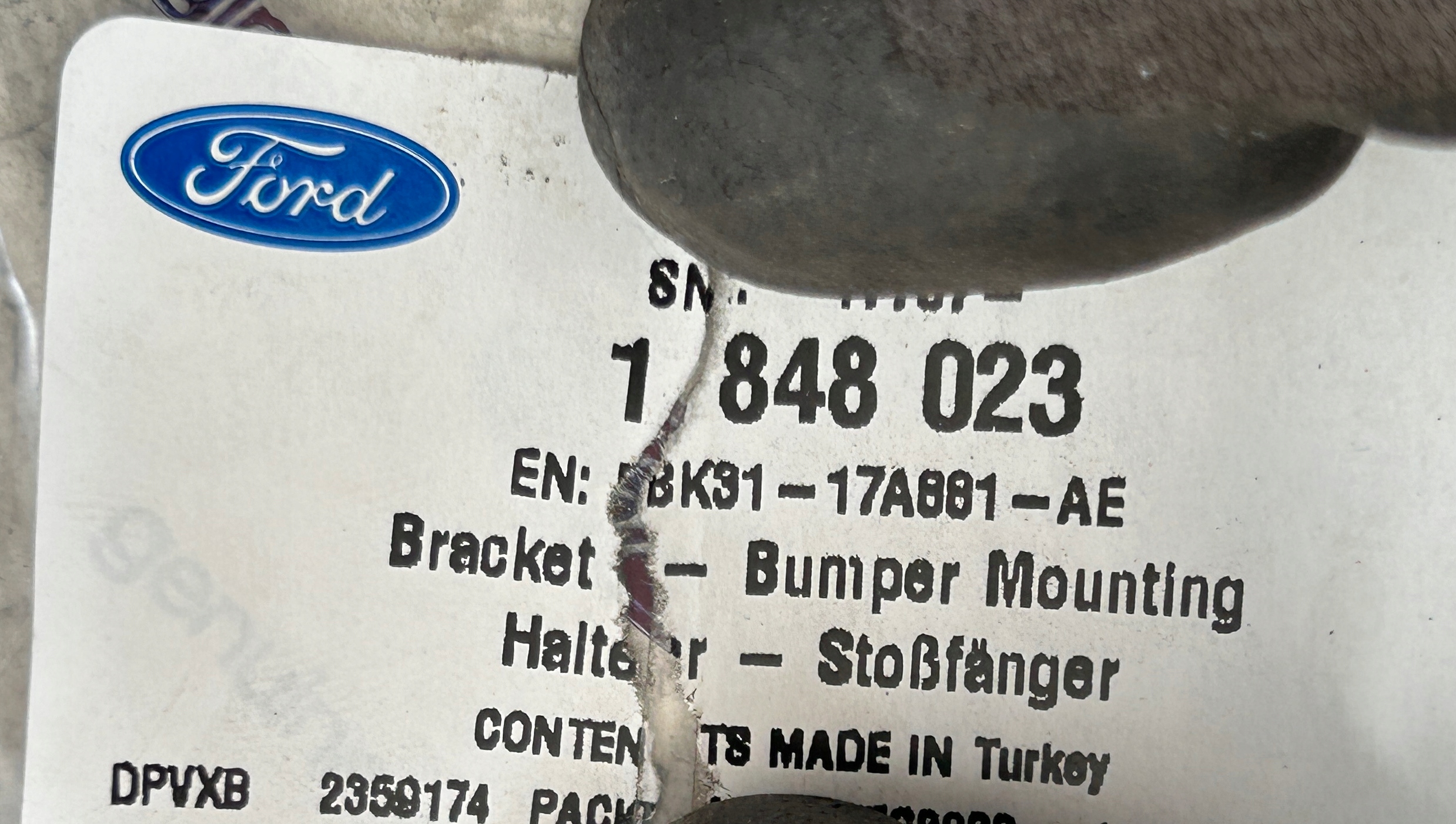 bumper bracket right rear part FORD TRANSIT MK8