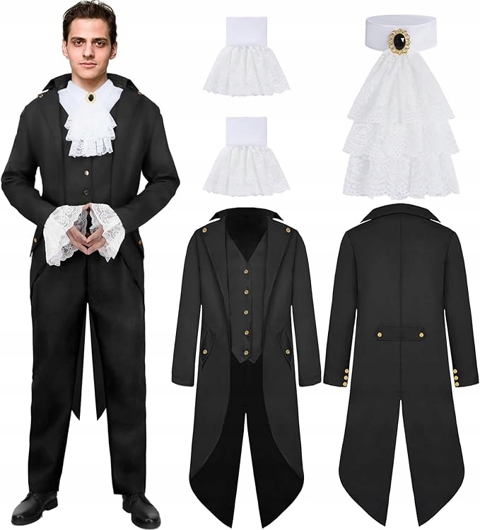 Pánský kabát s žabotem Barokní Steampunk Gotický Frak Cosplay XXL P48,2