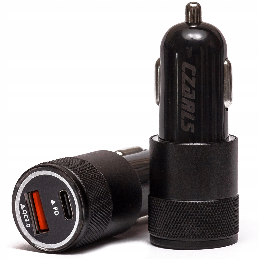 ŁADOWARKA SAMOCHODOWA USB QC 3.0 + USB-C Podświetlenie LED