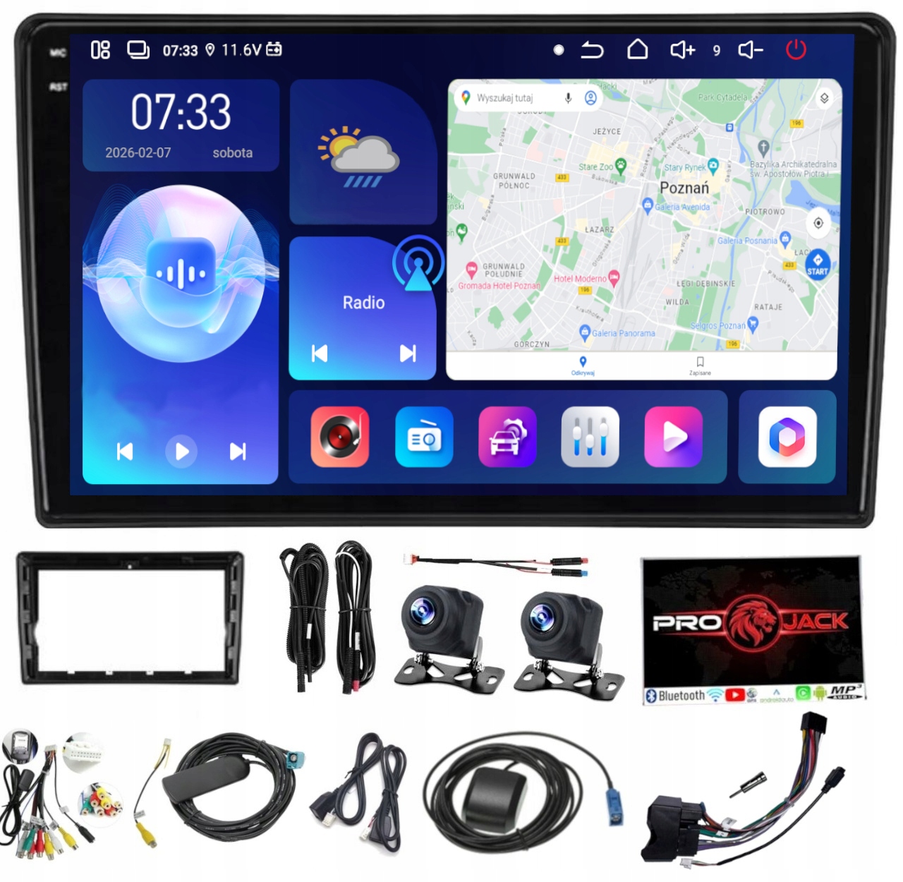 Autorádio Gps Android Bt Ford C-max Kuga Focus S-max Carplay Usb 6/128GB Sim