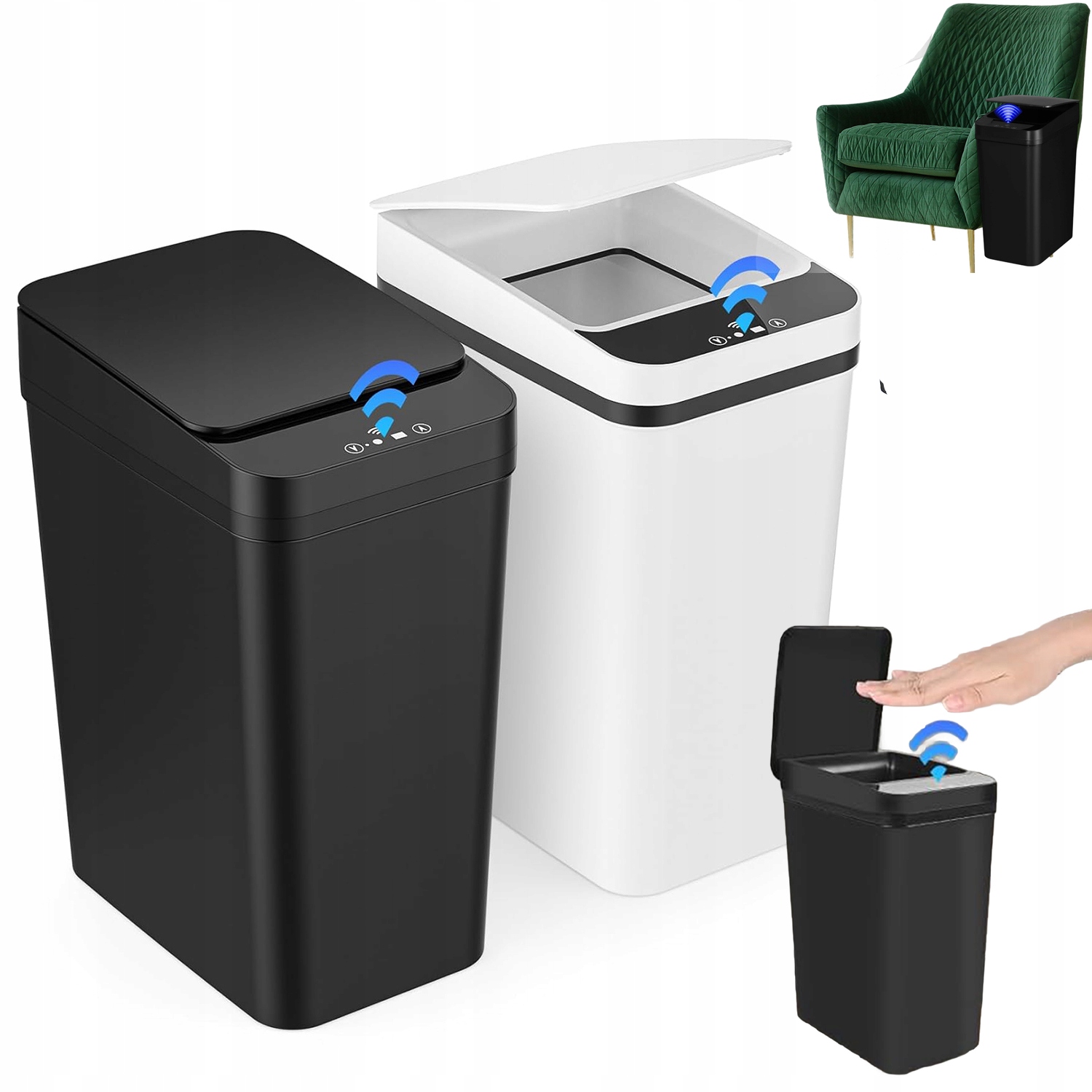 Levně 2 Ks Odpadkový Koš Se Senzorem Pro Kuchyň Obývacího Pokoje Ložnice, Praktický