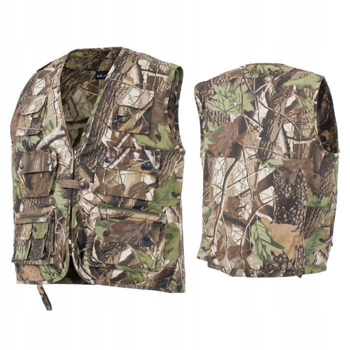 Mil-Tec Vesta pro lov rybaření Kamufláž Lesní Camo Velikost S