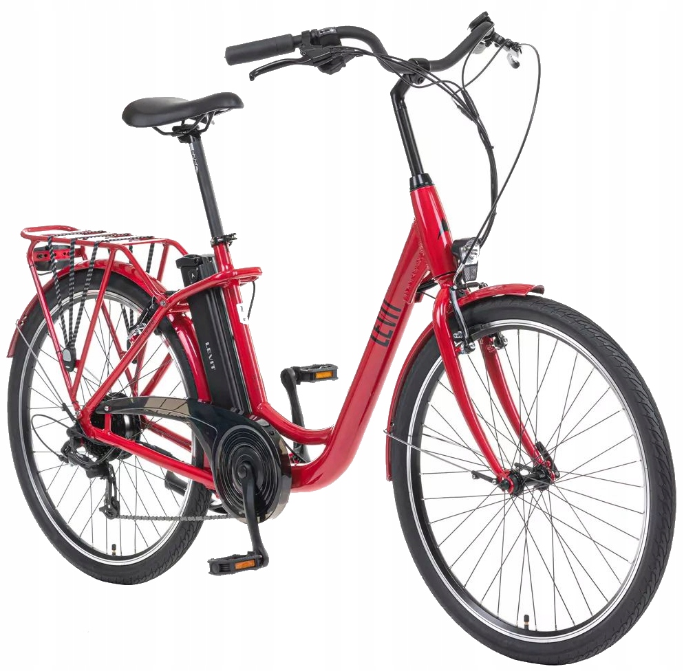 Rower Elektryczny Miejski bagażnik Levit Tumbi Czerwony 26"