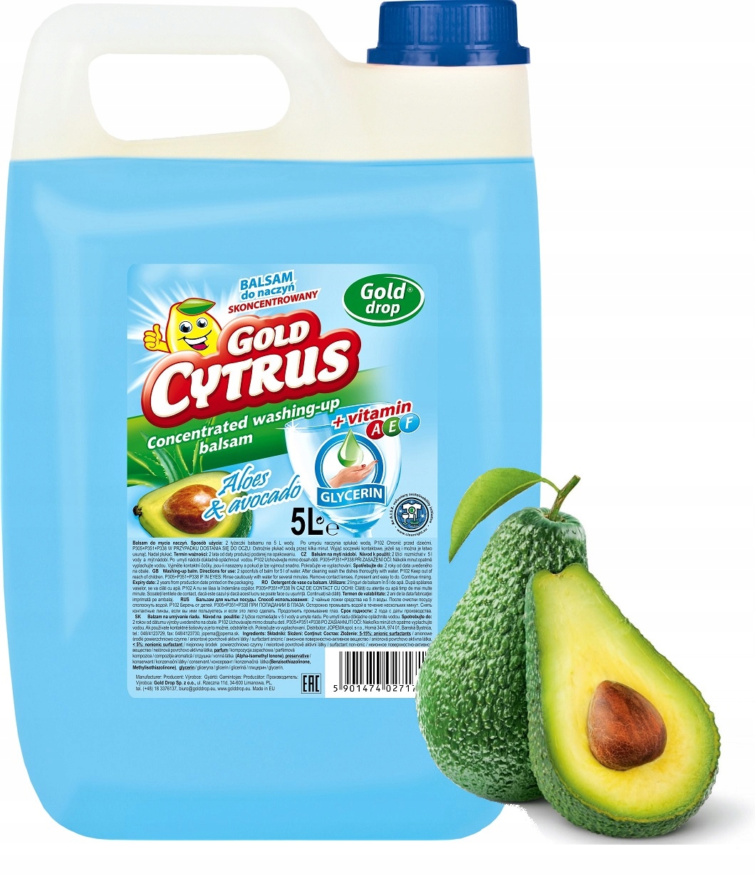 

Płyn do mycia naczyń Gold Drop Cytrus, Balsam 5l