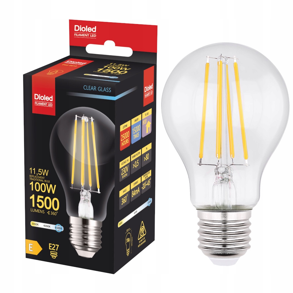 

Żarówka Led E27 11,5W 1500lm zimna filament edison