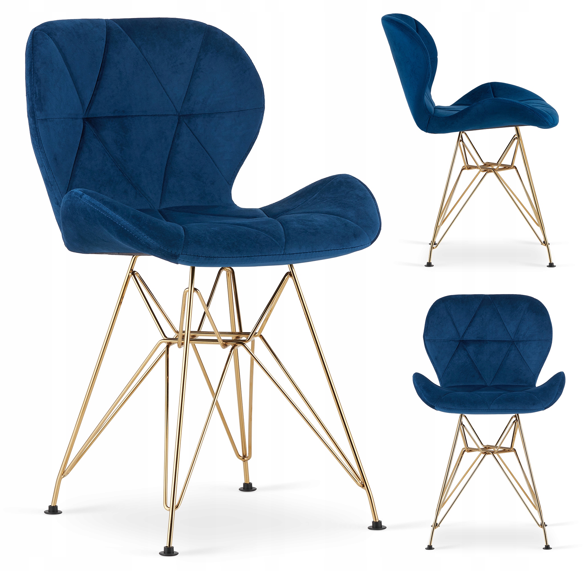 

Krzesło Lara aksamitne tapicerowane Granatowe