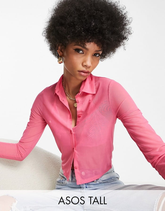 ASO TALL RÓŻOWA KOSZULA SIATKA (38) Kolor różowy