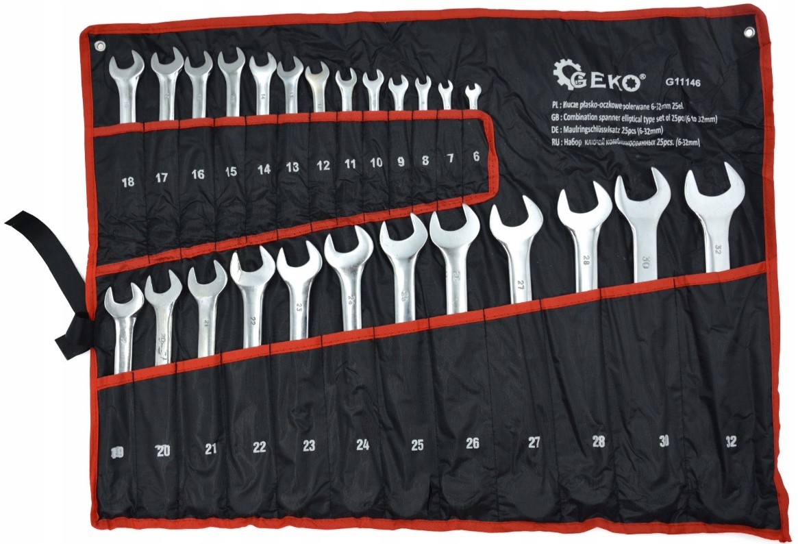 ZESTAW KLUCZY 6-32 MM KLUCZE PŁASKO OCZKOWE 25 SZT