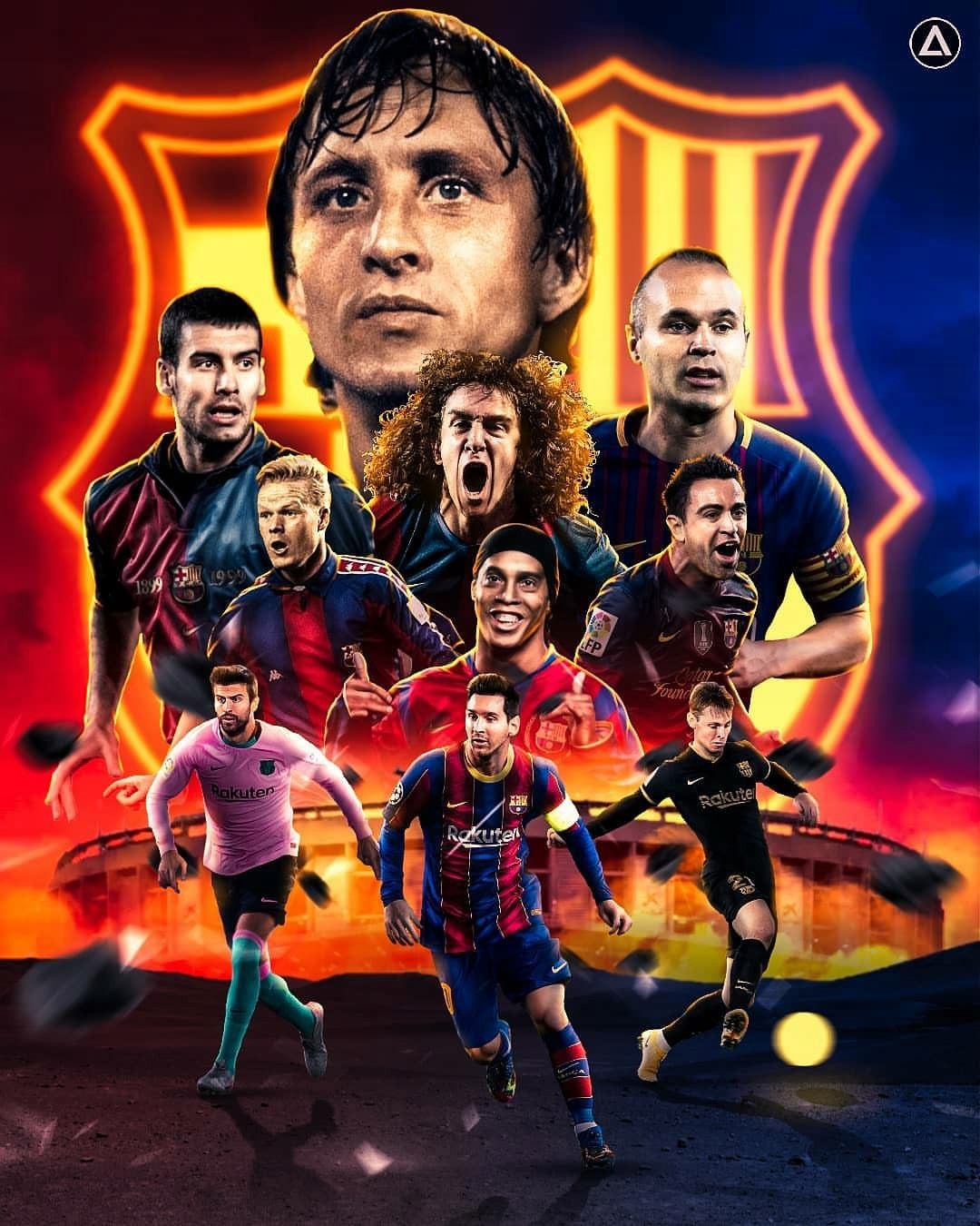 Plakat FC Barcelona Legendy Barca Messi 90x60 cm Stan opakowania oryginalne