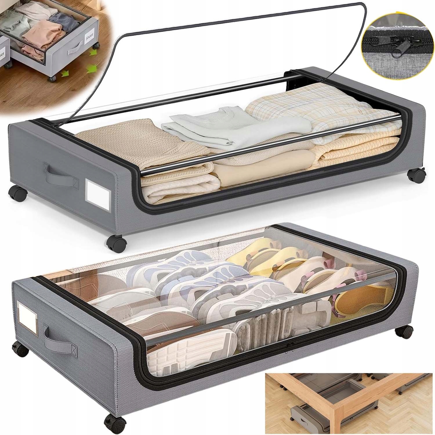 2KS Obal Na Povlečení Pod Postel Kontejner Na Oblečení Taška S Kolečky