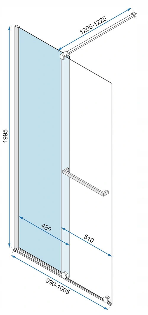 CORTIS sprchová zástěna 100x195 NASTAVITELNÁ REA Šířka 100 cm