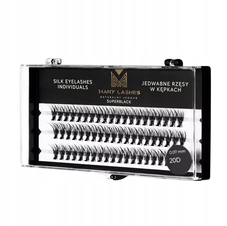 20D | SUPERBLACK - kępki rzęs | skręt D 10mm Marka ManyLashes