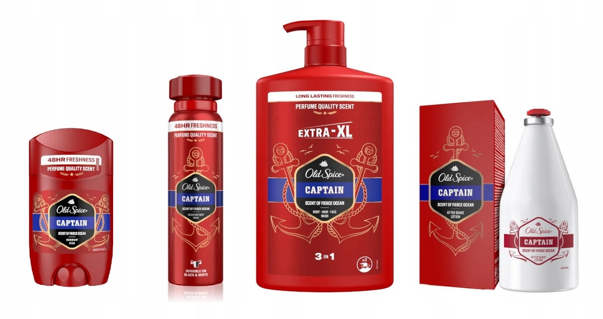 Captain — zestaw: woda po goleniu, sztyft, spray i żel