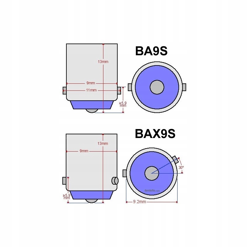 H6W żarówka LED BAX9S 12V CANBUS 350lm biała Podstawa BAX9s