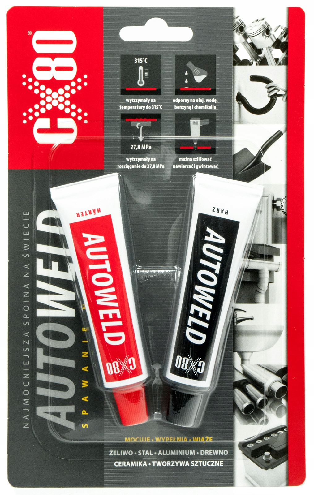 CX-80 Klej Epoksydowy Auto Weld Dwuskładnikowy Spawanie Na Zimno 2 x 27G