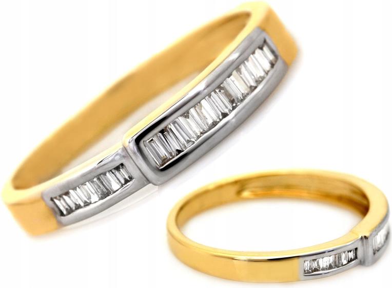 Zlatý prstýnek 14K dvoubarevný s brilianty r14 jako dárek