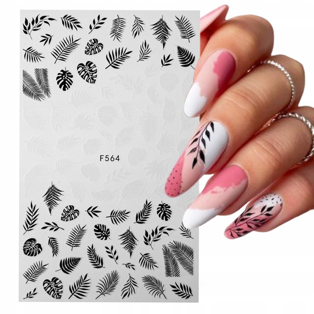 OZDOBA NAKLEJKI DO PAZNOKCI SAMOPRZYLEPNE CIENKIE LIŚCIE F564