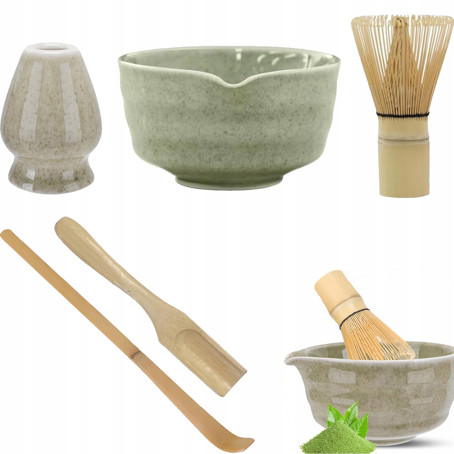 Levně Keramická Sada Na Výrobu Matchy Šlehací Metla Lžíce Chasen, Metla 5V1