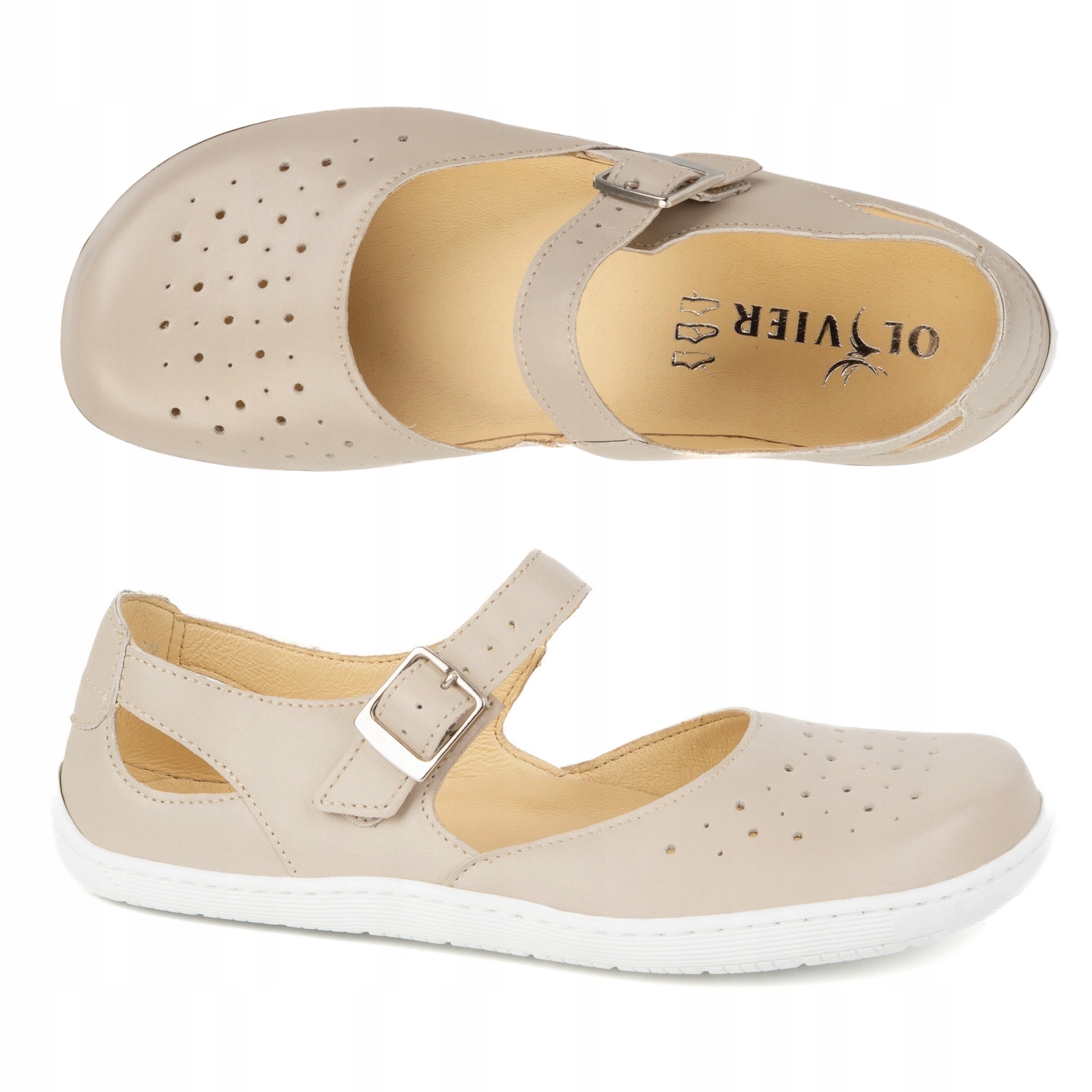 Béžové dámské kožené boty Barefoot 1284 Olivier 40