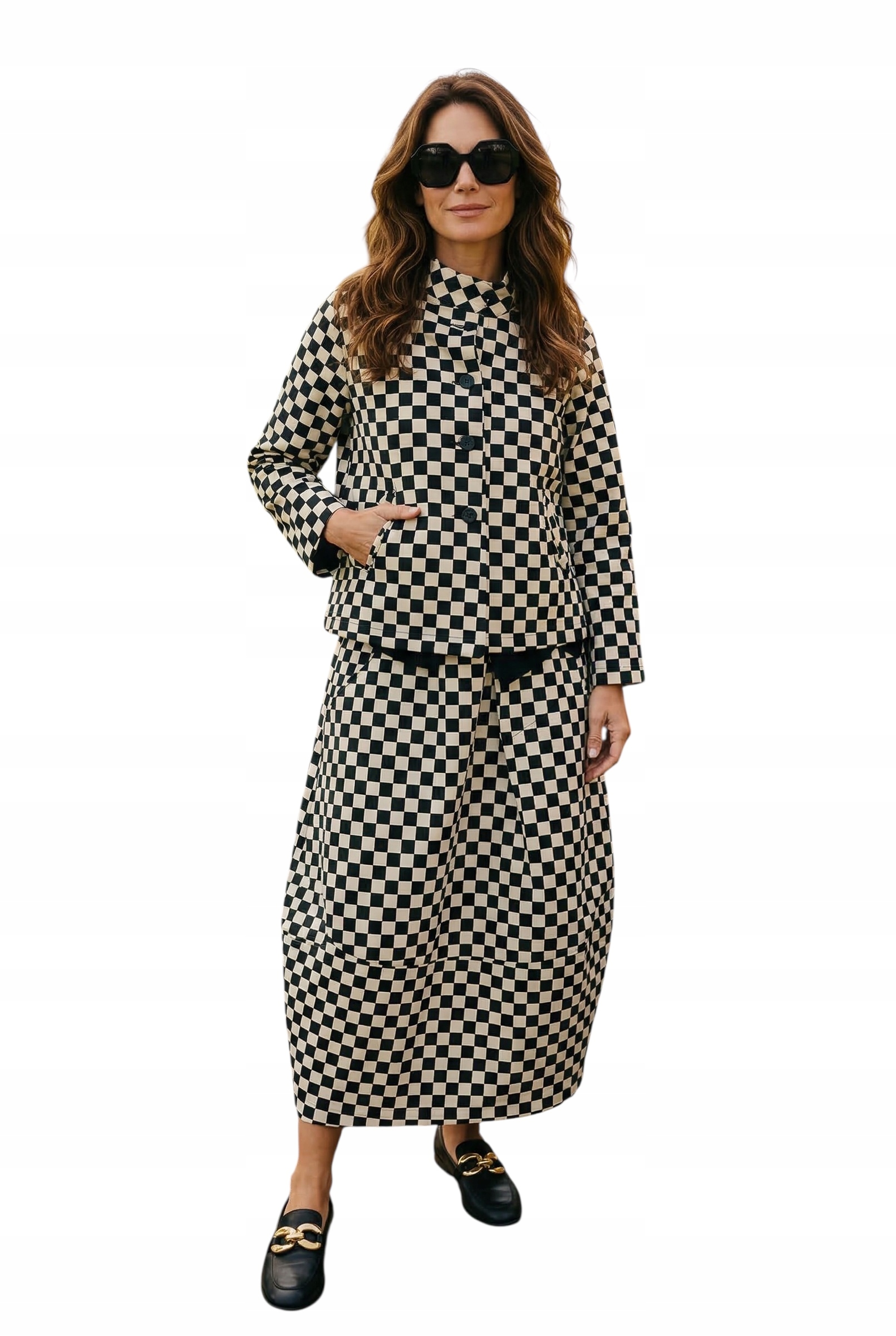 Dámský komplet elegantní oversize šachovnice Wendy Trendy italská řeč