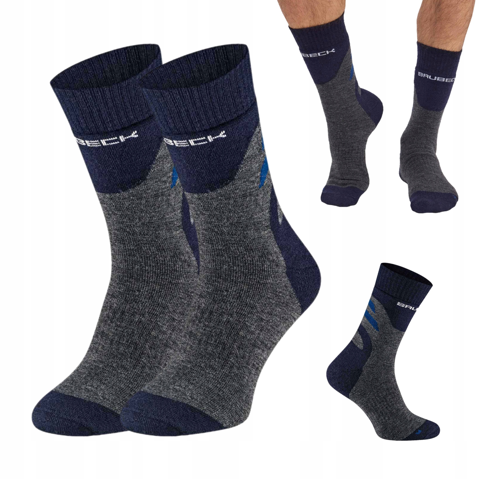 Brubeck Skarpety męskie Trekking Merino w góry niebieskie 45-47 2-pak