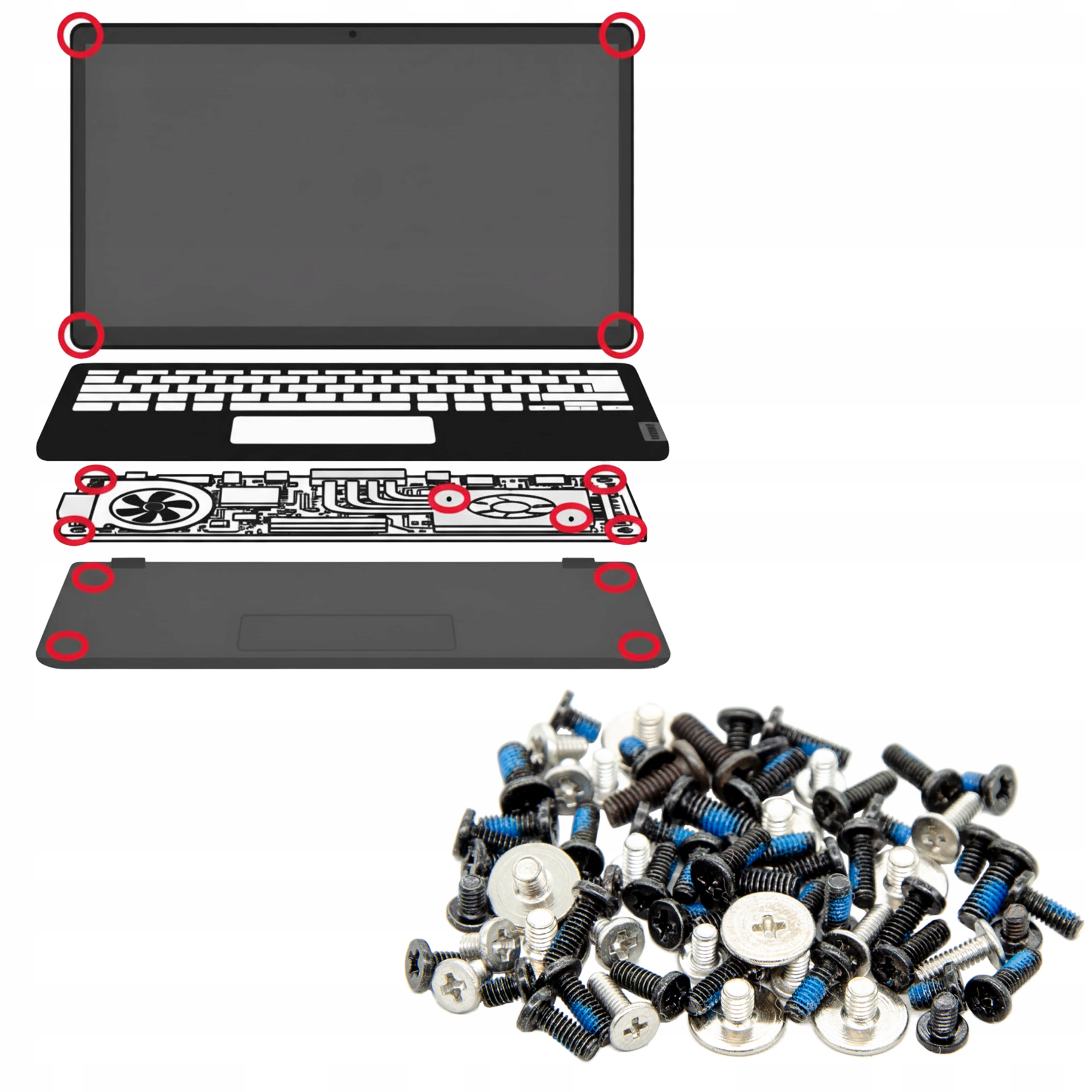 Zestaw śrubek Lenovo ThinkPad T490 czarny