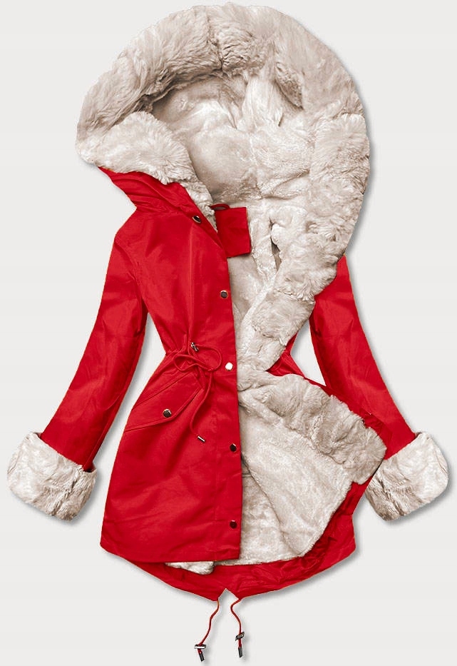 Zimní Bunda S Kožešinou 5M763 J.červená L (40)