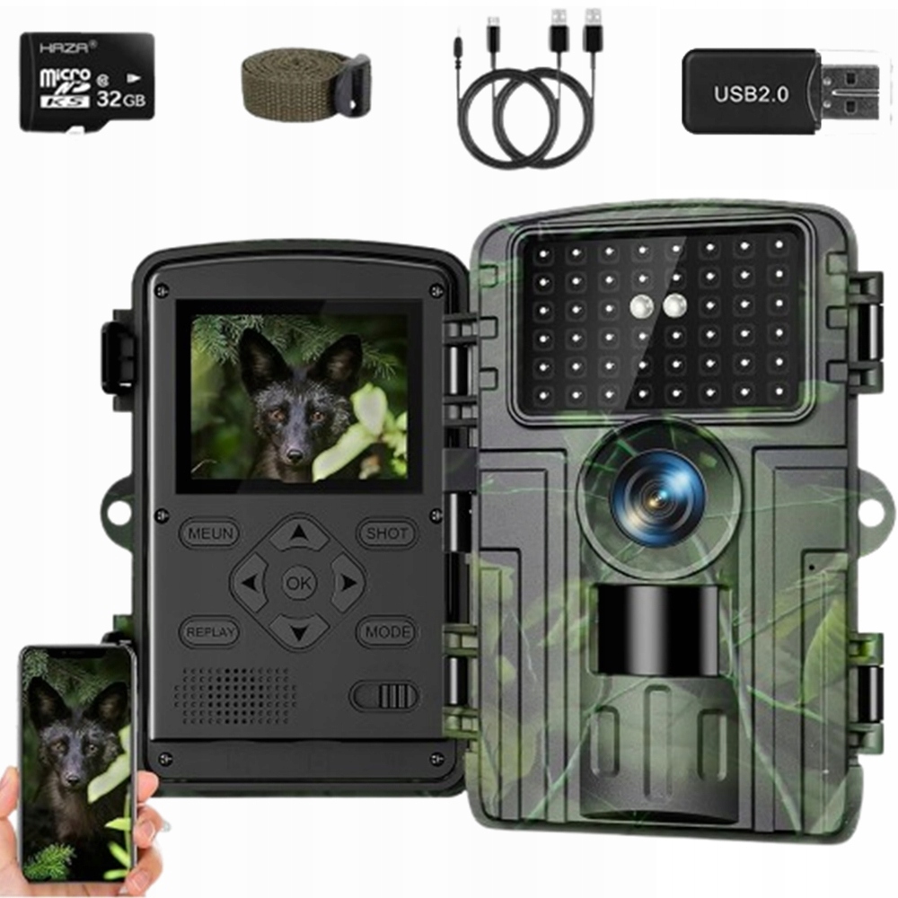 Fotopast Kamera Lov Lesní Ir 940nm 4K Uhd 32GB Funkce Nahrávání