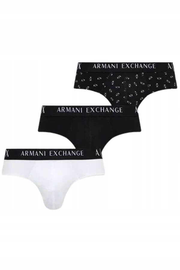 Pánské slipy Armani Exchange 3 Pack 957026 CC282 bílé a černé M