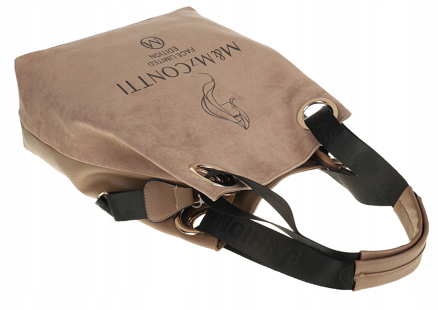 Torebka Damska Worek Shoper Modna Listonoszka na Ramię 2102 Taupe Kolor beżowy