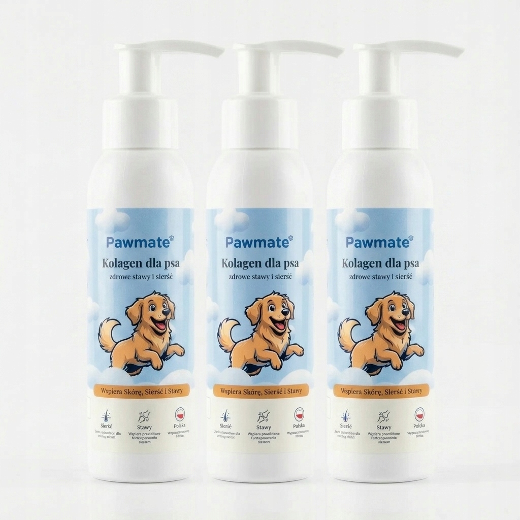3x Kolagen Pro Psa Kočku 100ML Kyselina Hyaluronová Klouby Srst Šlachy Pawmate