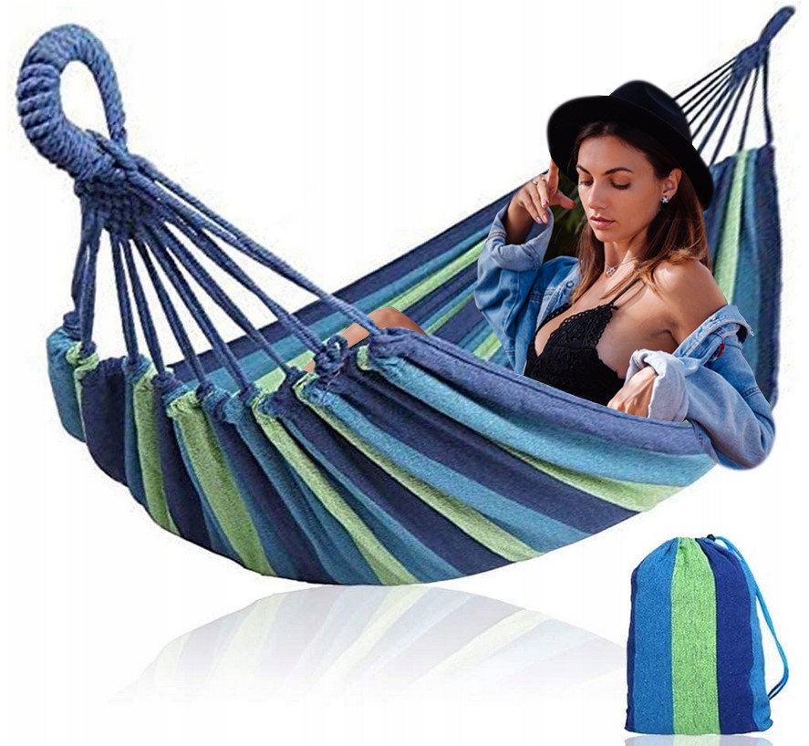 

Duży Hamak Ogrodowy 1-OS 250x80 Mocny XXL Torba