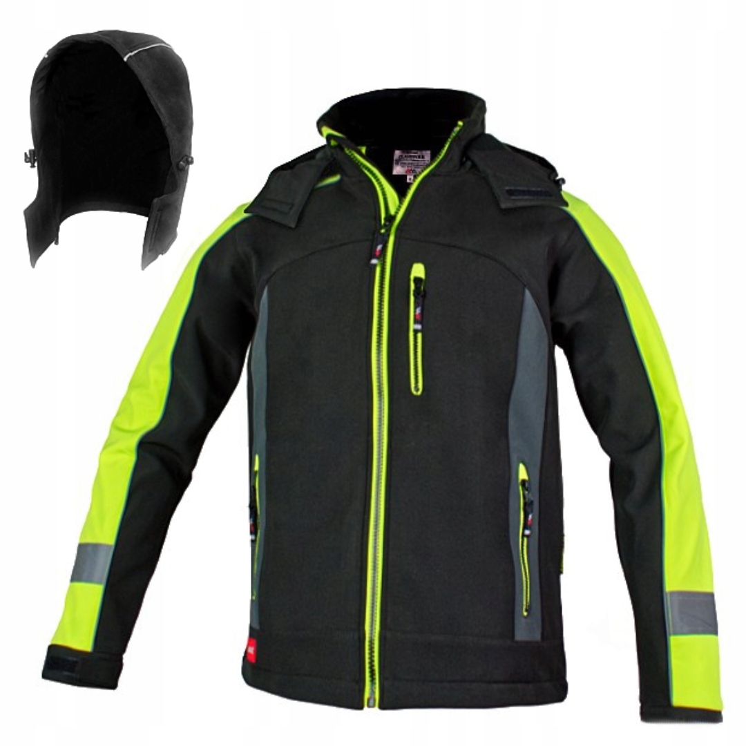 Kurtka robocza softshell odblaskowa z kapturem lekka wodoodporna XXL