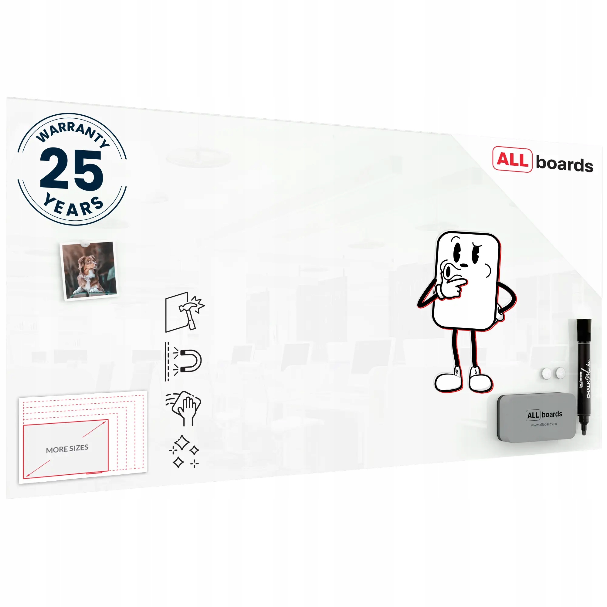 Tablica magnetyczna Szklana biała 120x60 cm