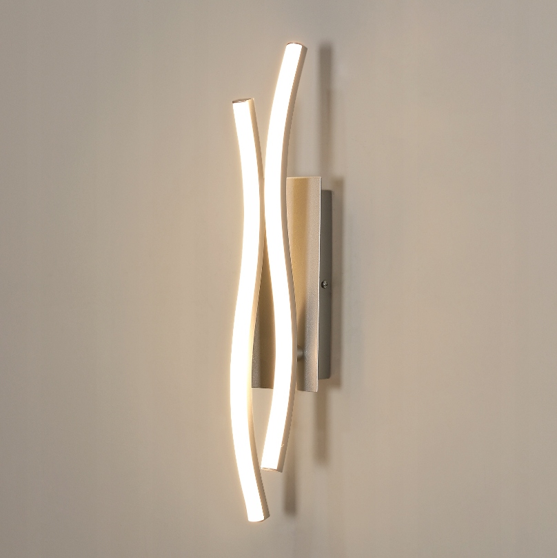 Kinkiet Ścienny Led Nowoczesny Srebrny Kreatywny 3000K Do Salonu 14W